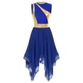 thumbnail image 1 of MSemis Women's Metallic Worship Praise Dance Dress Chiffon Lyrical Dance Costume Royal Blue M, 1 of 6