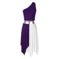 thumbnail image 1 of MSemis Women's One Shoulder Color Block Lyrical Worship Praise Dance Dress Purple XL, 1 of 6