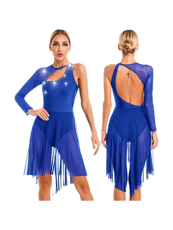 Women's One Shoulder Long Sleeve Lyrical Dance Dress
