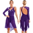 thumbnail image 1 of MSemis Women's One Shoulder Long Sleeve Lyrical Dance Dress, 1 of 3