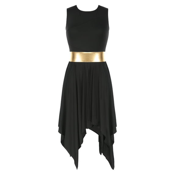MSemis Women's Praise Dance Dress Worship Liturgical Dance Costume Black S