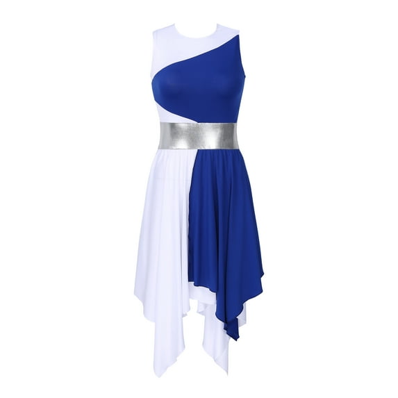 MSemis Women's Praise Dance Dress Worship Liturgical Dance Costume Blue L
