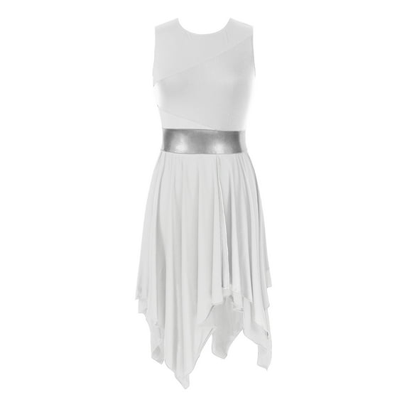 MSemis Women's Praise Dance Dress Worship Liturgical Dance Costume White XXL