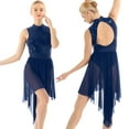 thumbnail image 1 of MSemis Women's Shiny Sequined Halter Neck Asymmetrical Mesh Tulle Ballet Dance Dress, 1 of 7