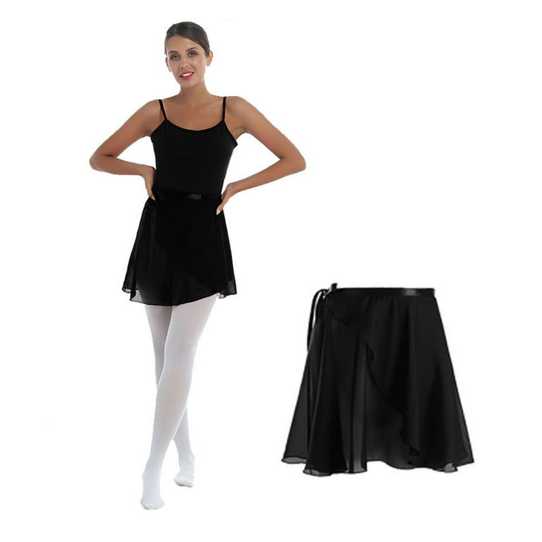 MSemis Women's Spaghetti Straps Built-in Shelf Bra Gymnastics Ballet Dance  Leotard Wrap Skirt