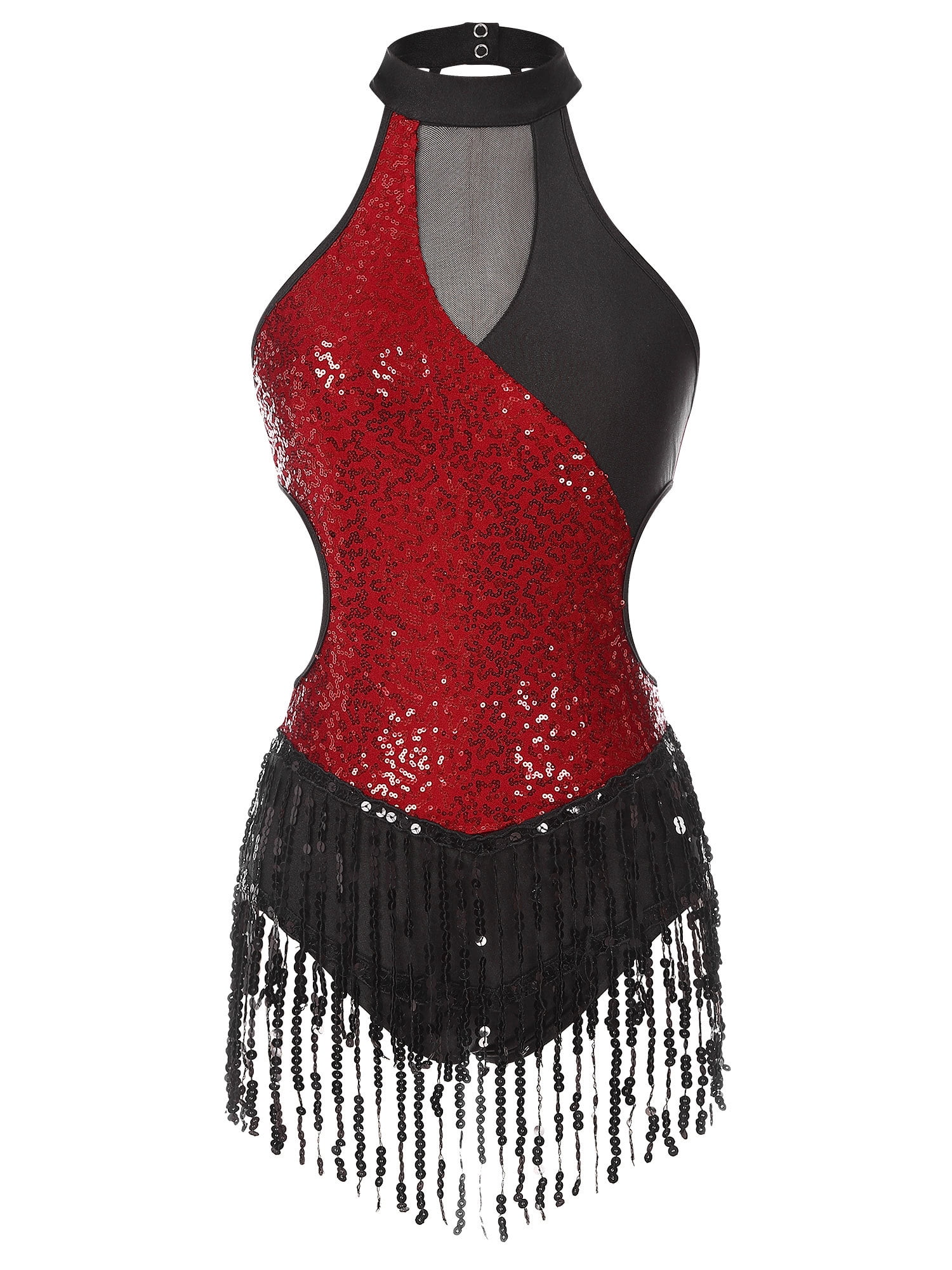 MSemis Women's Tassels Sequins Leotard Salsa Rumba Samba