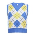 thumbnail image 1 of MSemis Women's Y2K Plaid Knitted Sweater 90s E-Girls Preppy England Style Knitwear Vest Tank Tops, 1 of 3