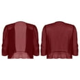 thumbnail image 1 of MSemis Womens 3/4 Sleeve Ruffle Chiffon Bolero Shrug Cardigan, 1 of 6
