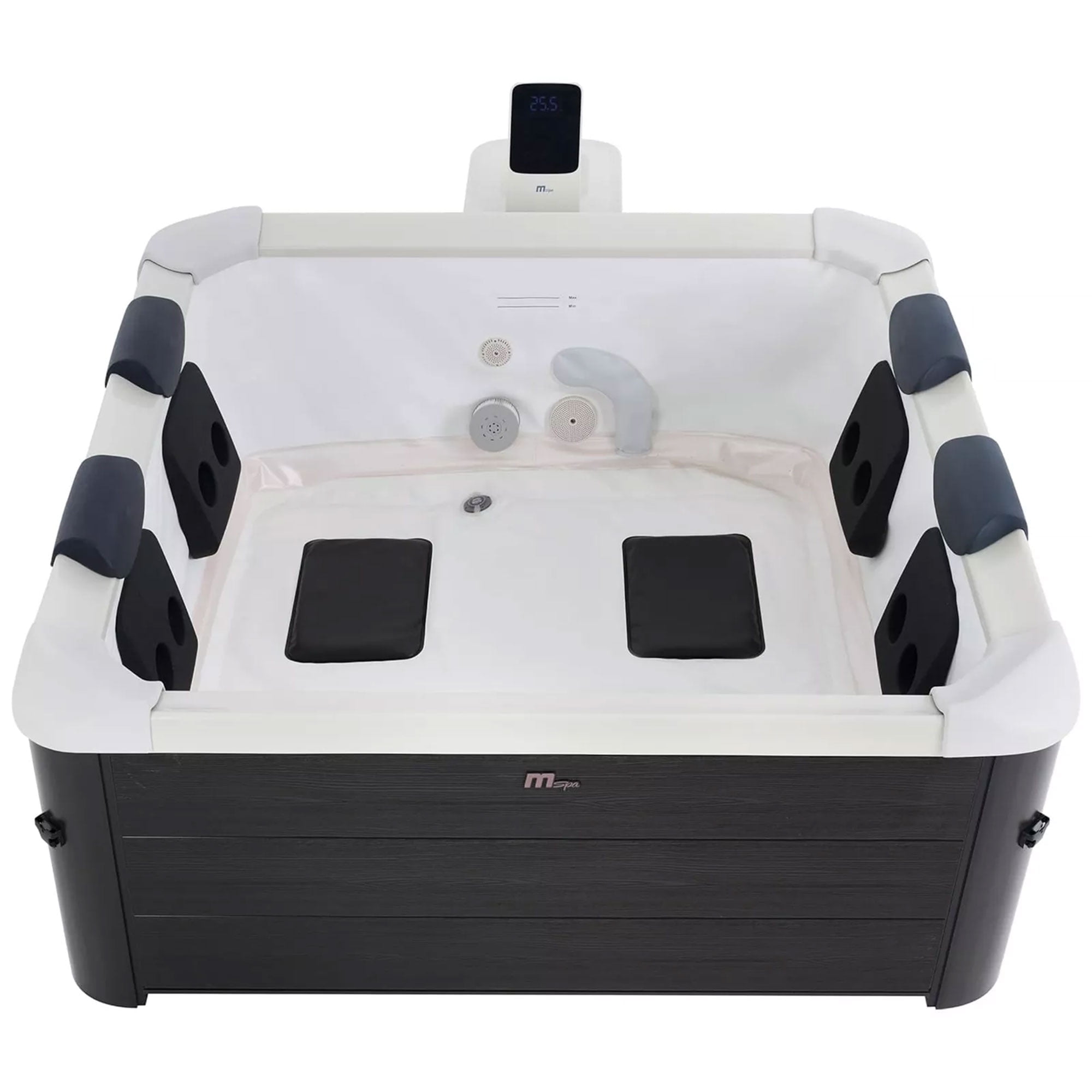 Oslo 6-Person Square Black and White Hydro Massage Hot Tub