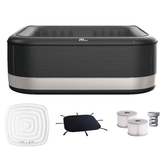 MSpa Square Inflatable Bubble Massage Spa, 4-6 Person Hot Tub, Portland
