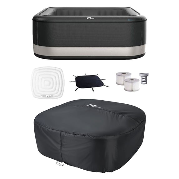 MSpa Square Inflatable Spa 6 Person Outdoor Hot Tub, Energy Efficient Cover