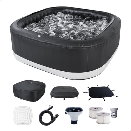 MSpa Square Inflatable Spa 6 Person Outdoor Hot Tub, Energy Efficient Cover