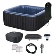 MSpa Tekapo 6-Person Square Inflatable Bubble Massage Spa, Thermal Cover, Outdoor Hot Tub