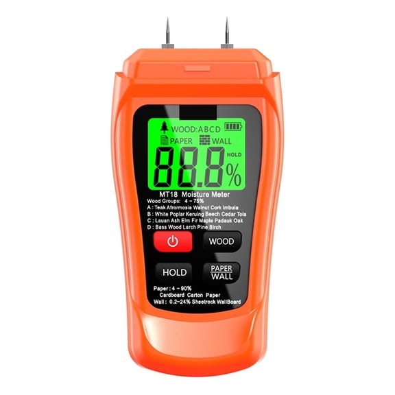 MT-10 EMT01 Wood Moisture Meter Wood Humidity Tester Hygrometer Timber Damp Detector Tree Density Digital Tester Grey ,Easy to Operate