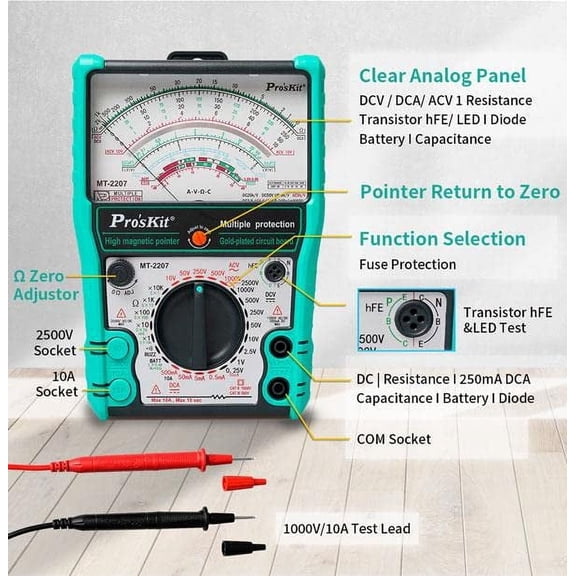 MT-2207-C Analog Multimeter - Protective Function, Quality Meter for Accurate Electrical Measurements