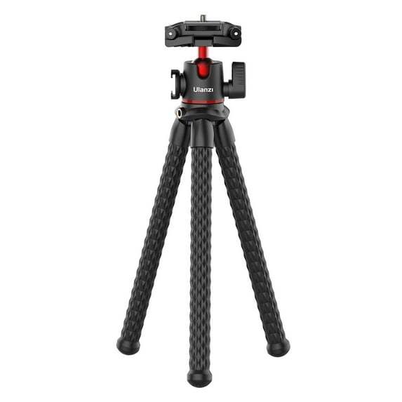 MT-33 Multifunctional Flexible Octopus Tripod with Cold Shoe Mount Rotatable Panoramic Ball Head Quick Release Plate Max. 2KG Load Bearing for Smartphone Camera Live Streami