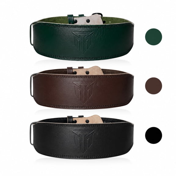 MT 4 Inch Leather Weight Lifting Belt - Premium Back Support Belt for Squats, Deadlifts, Powerlifting & Bodybuilding, Men & Women