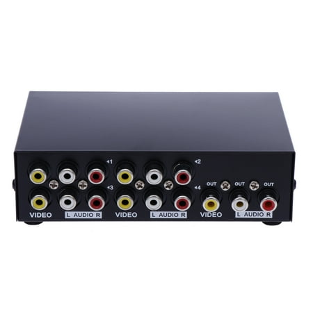 -431AV 4-Way AV Switch RCA Switcher 4 In 1 Out Composite Video L/R Audio Selector