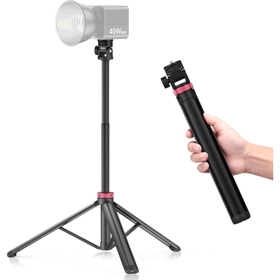 MT-79 Extendable Photography Light Stand, 81" Portable Adjustable Light Tripod with 1/4" Screw, 360 Ball Head Camera Phone Tripod for Continute Output Lighting, Webcams, Cameras,for Pocket3