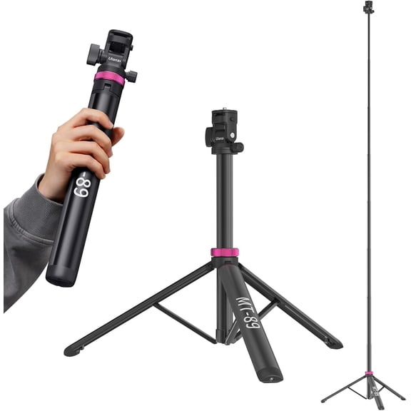 MT-89 Extendable Tripod Aluminum, 82" Portable Adjustable Light Stand with 1/4" Screw Quick Release, Camera Phone for Video Smartphone, Lightweight Travel,Up Load 2.2LBS
