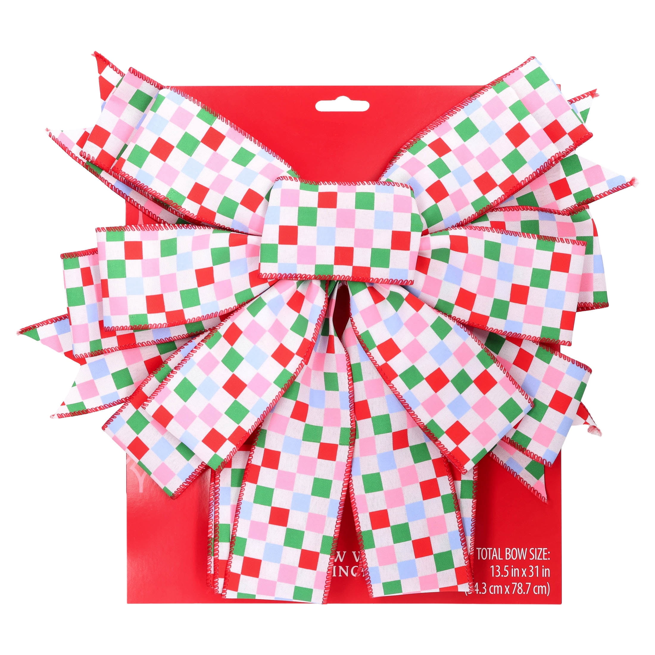 Multicolor Checked Decorative Christmas Bow, by Holiday Time