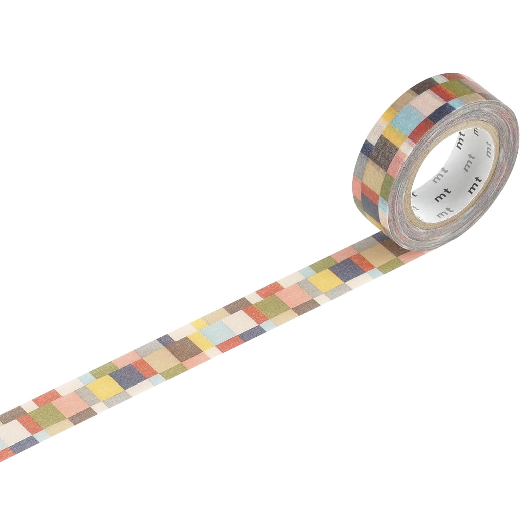 Allydrew Japanese Washi Masking Tape - Colorful Geo-Mosaic Pattern, 15mm X 10m