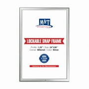 M&T Displays Front Loading Wall Mounting Lockable Picture Photo Snap Poster Frame 24x36 inch Silver Aluminum