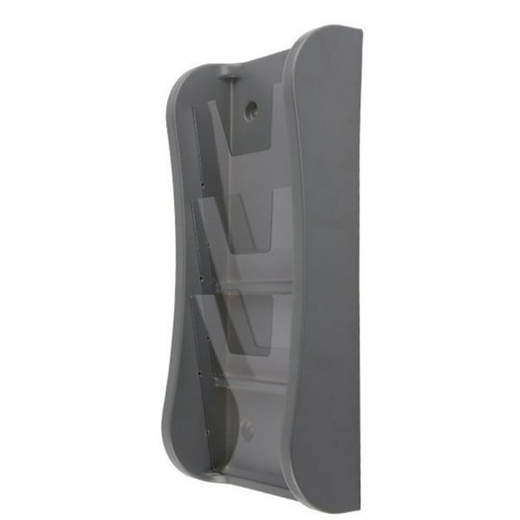 M&T Displays Wall Mount 3-Tier Brochure Holder, 8.5x11 Clear PET Pockets, Gray File Organizer