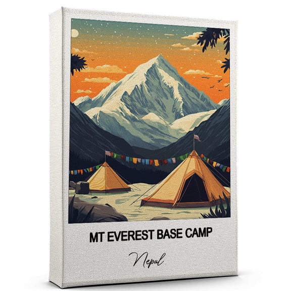 MT Everest Base Camp Travel Canvas Wall Art Nature-Inspired Travel Decor with Scenic Views Nepal Canvas Wall Print A Captivating Gift for Adventure Seekers