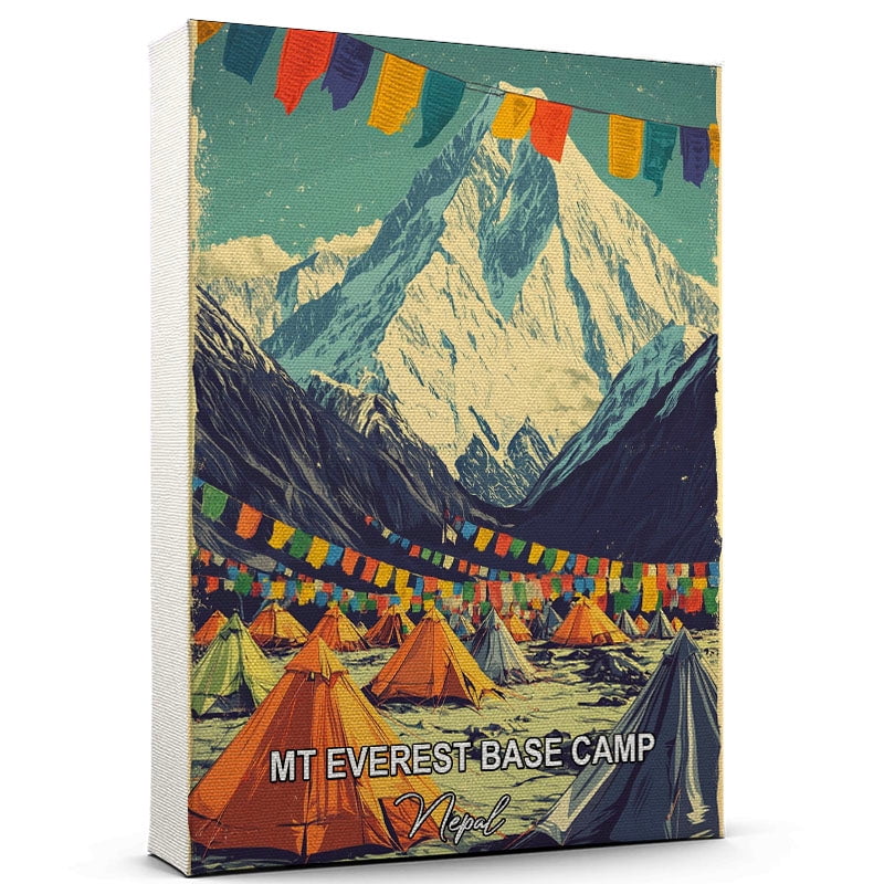 MT Everest Base Camp Travel Canvas Wall Art – Nepal Canvas