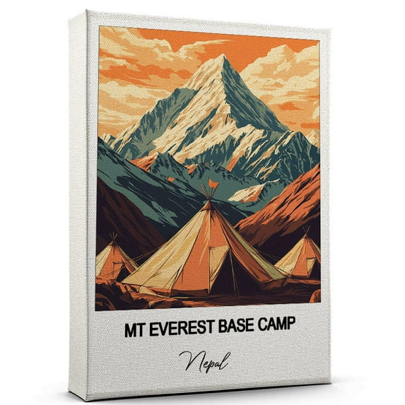 MT Everest Base Camp Travel Poster Canvas – Nepal Canvas – Unique Gift Idea for Home, Office, or Living Space