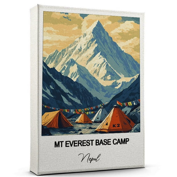 MT Everest Base Camp Travel Wall Decor Scenic Travel Canvas Print of Nepal Canvas Beautiful Gift for Home, Office, or Living Space