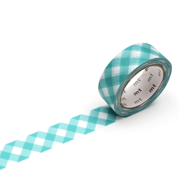 MT Patterns Washi Paper Masking Tape [Produced in Japan]: 3/5 in. x 23 ft. (Thick Checkered Green)