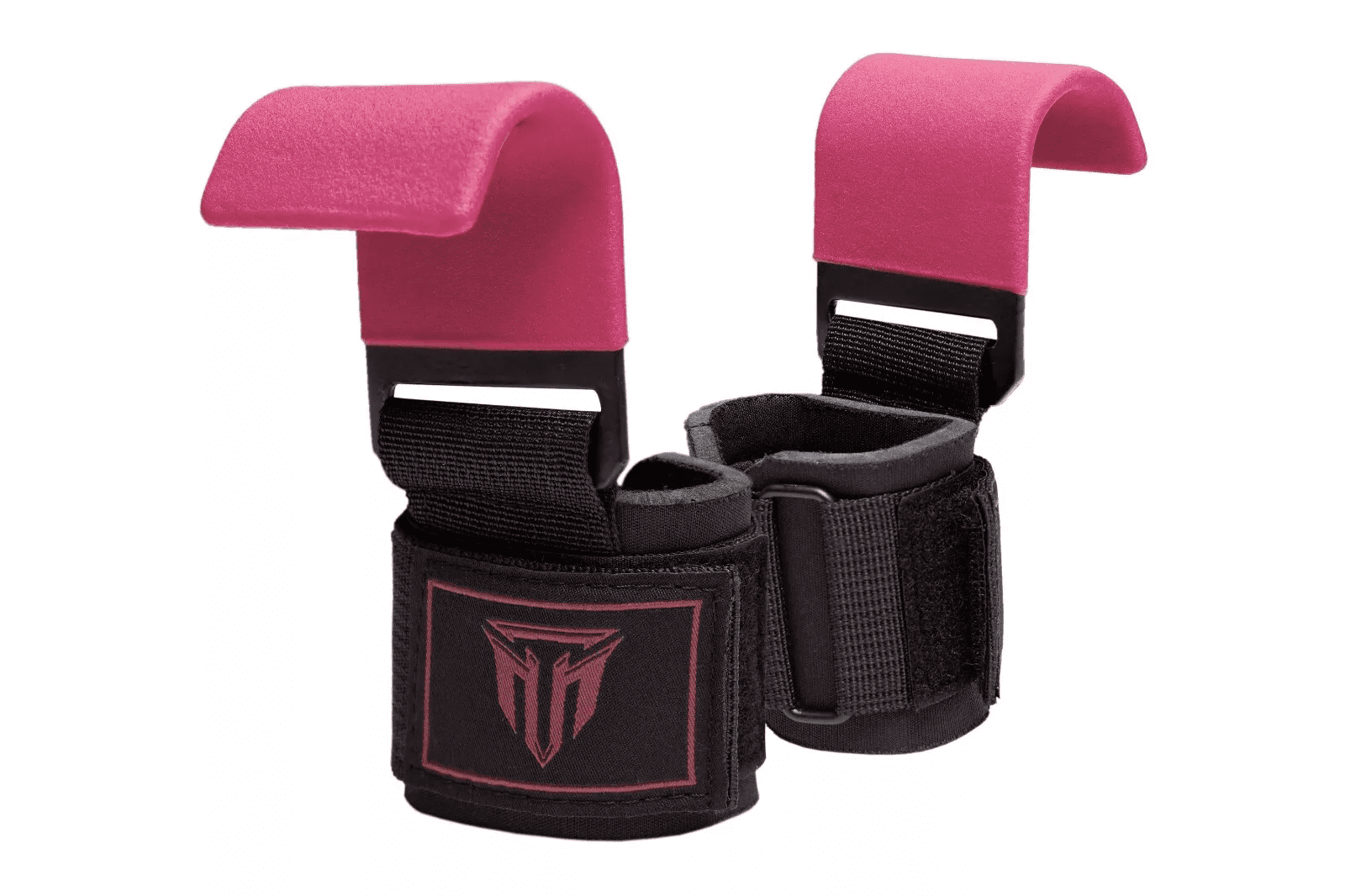 MT Pink Weight Lifting Bar Hooks Straps Pair, Non-Slip Rubber Coated Grip, Neoprene Padded Wrist Support Powerlifting Deadlift Pull Up Fitness Strength Training Wrap, Gym Bodybuilding, Gym Workout
