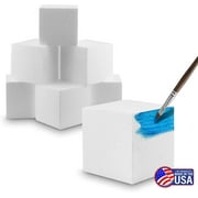 MT Product White Hard Foam Blocks 4" x 4" Arts & Crafts Foam Cubes Pack of 6