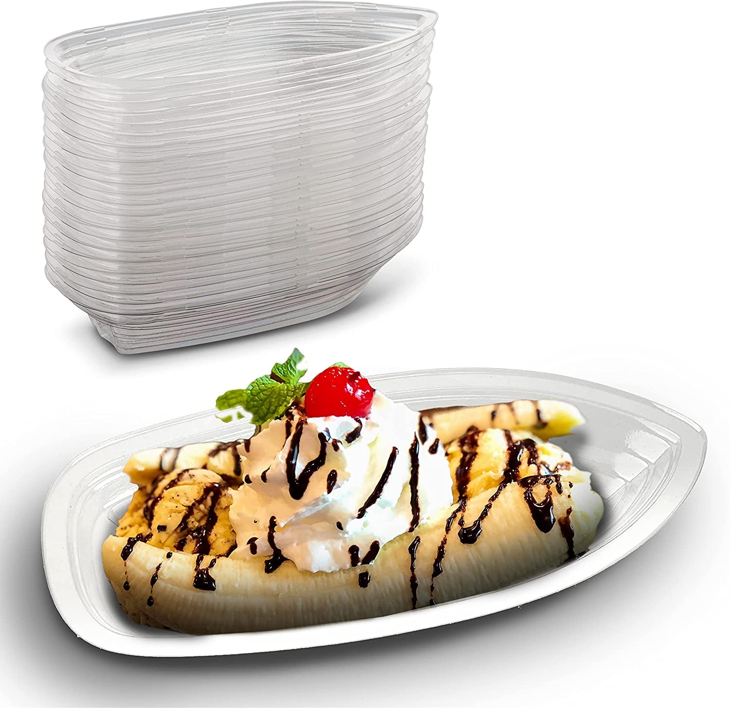 4x Small Bowl Re-usable Plastic Clear Swirl Design Dessert Ice Cream Sundae