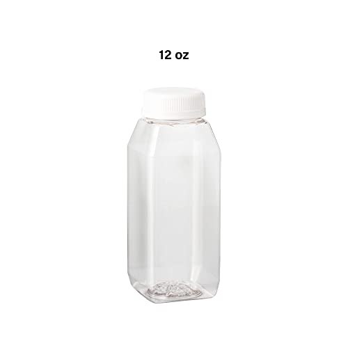 MT Products 12 oz. Empty Clear PET Plastic Homemade Juice Bottles with