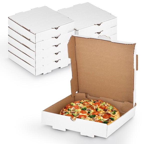 MT Products White Pizza Boxes (50 Pack) - 12 x 12 x 2 Sturdy B-Flute Corrugated Cardboard Medium Pizza Box - Made in USA