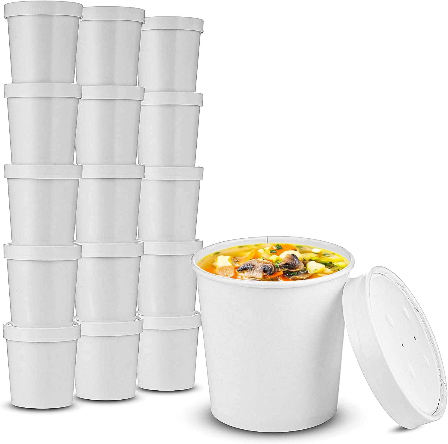 500x 12oz To-Go Soup Bowls Disposable Food Take Outs Containers for  Restaurant Cold Hot Meals with Lids White