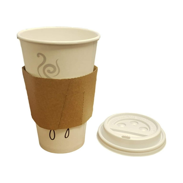  PrepStor Tazas de café desechables con tapas, 16 onzas