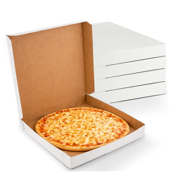 MT Products 16" x 16" x 1.9" Extra Thin White Paperboard Pizza Boxes (100 Pack) - Jumbo Lightweight Folding Bakery Box for XL Thin-Crust Pizza, Donuts, Apparel & Gifts - Made in USA