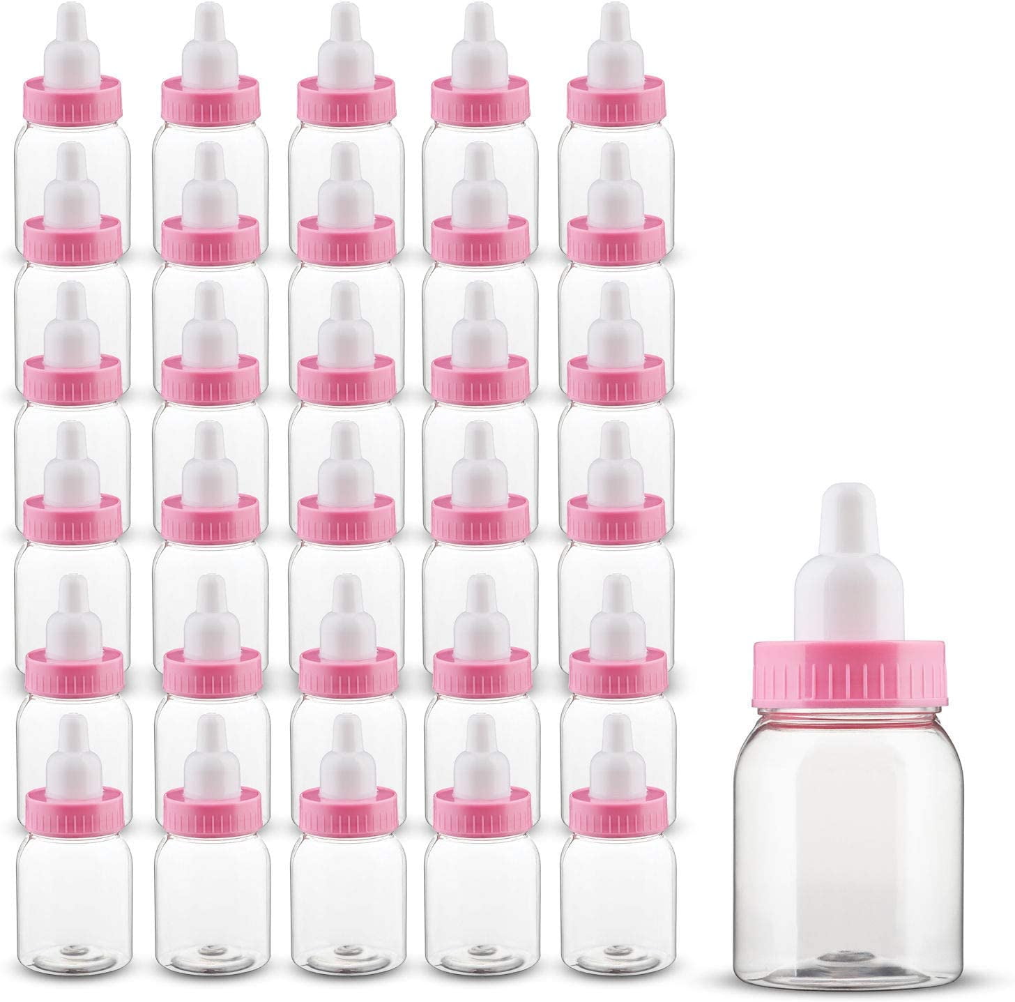 MT Products 3.5" Plastic Pink Baby Shower Favor Bottles Pack of 48