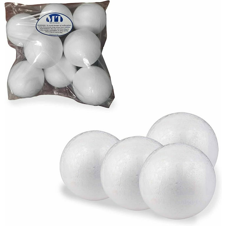 MT Products 4 Round White Polystyrene Foam Balls for Crafts - Pack of 8 