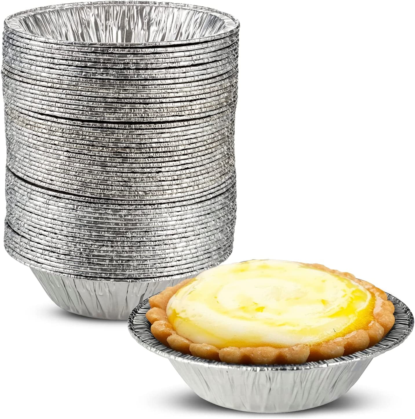KitchenDance Disposable Aluminum Foil Tart Pan with Lid - 5 Aluminum Foil  Individual Pie Pans, Baking Pan Perfect for Pies, Cobblers - 501P, (25) -  Yahoo Shopping