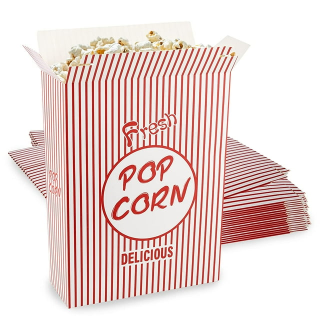 MT Products 6 oz Paper Popcorn Boxes for Party/Popcorn Buckets Pack