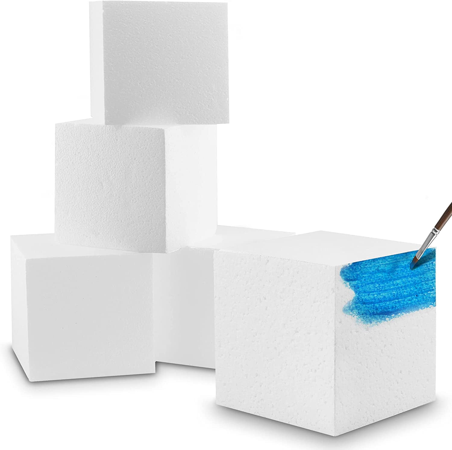 MT Products 6 x 6 x 6 White Polystyrene Foam Blocks - Pack of 4