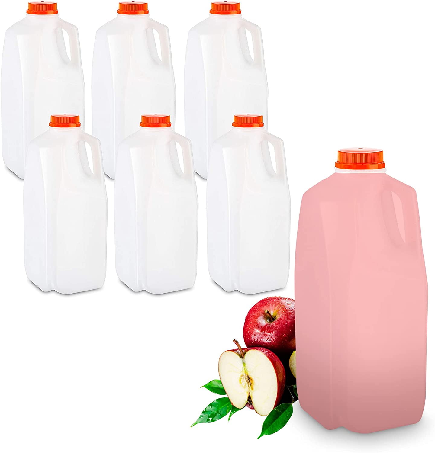 The Dairy Shoppe Heavy Glass Milk Bottles - Jugs with Lids, Silicone Pour  Spouts - Clear Milk Containers for Fridge - Reusable Glass Milk Jug