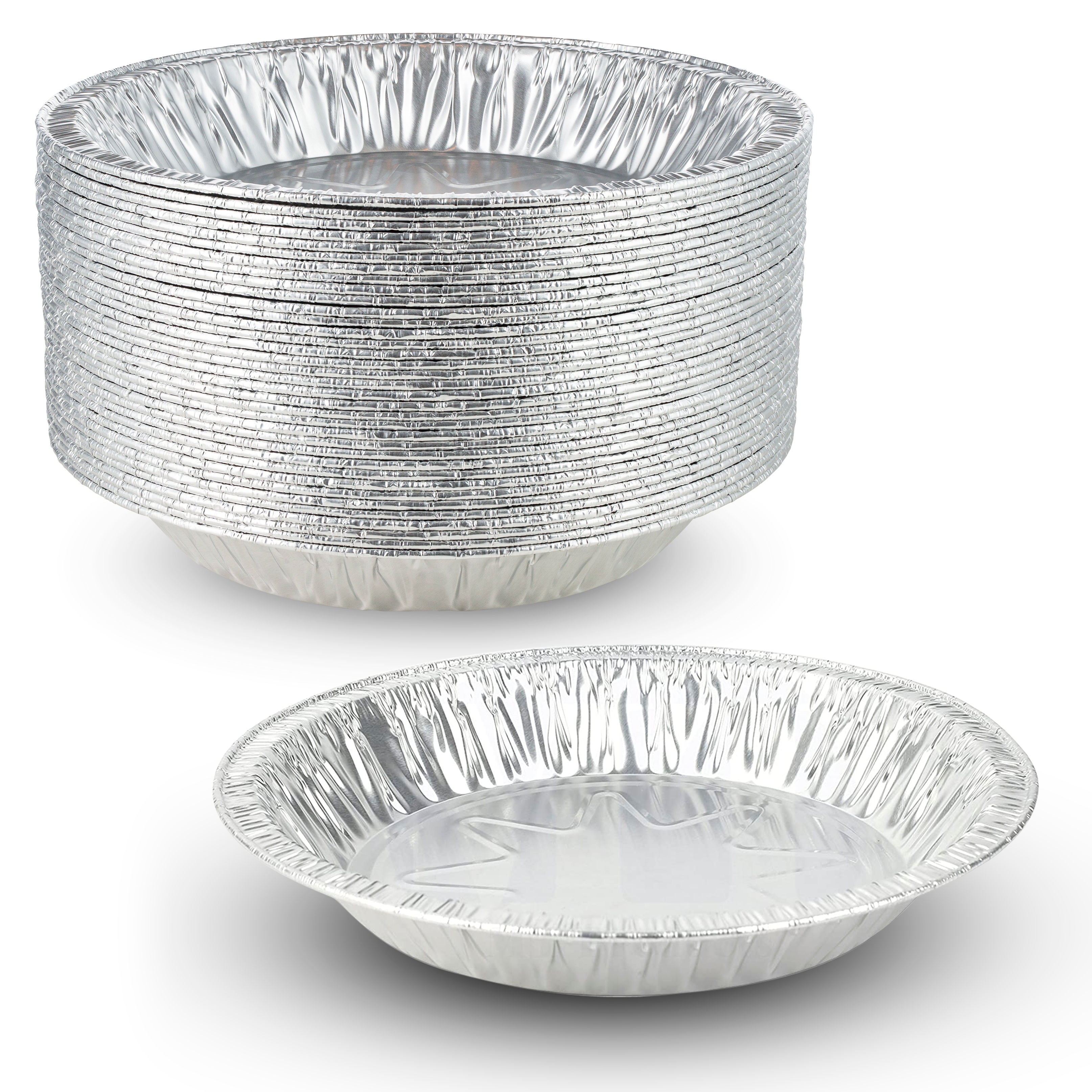 MT Products 8” Round Aluminum Foil Pie Pans / Tart Pans - Pack of 35 