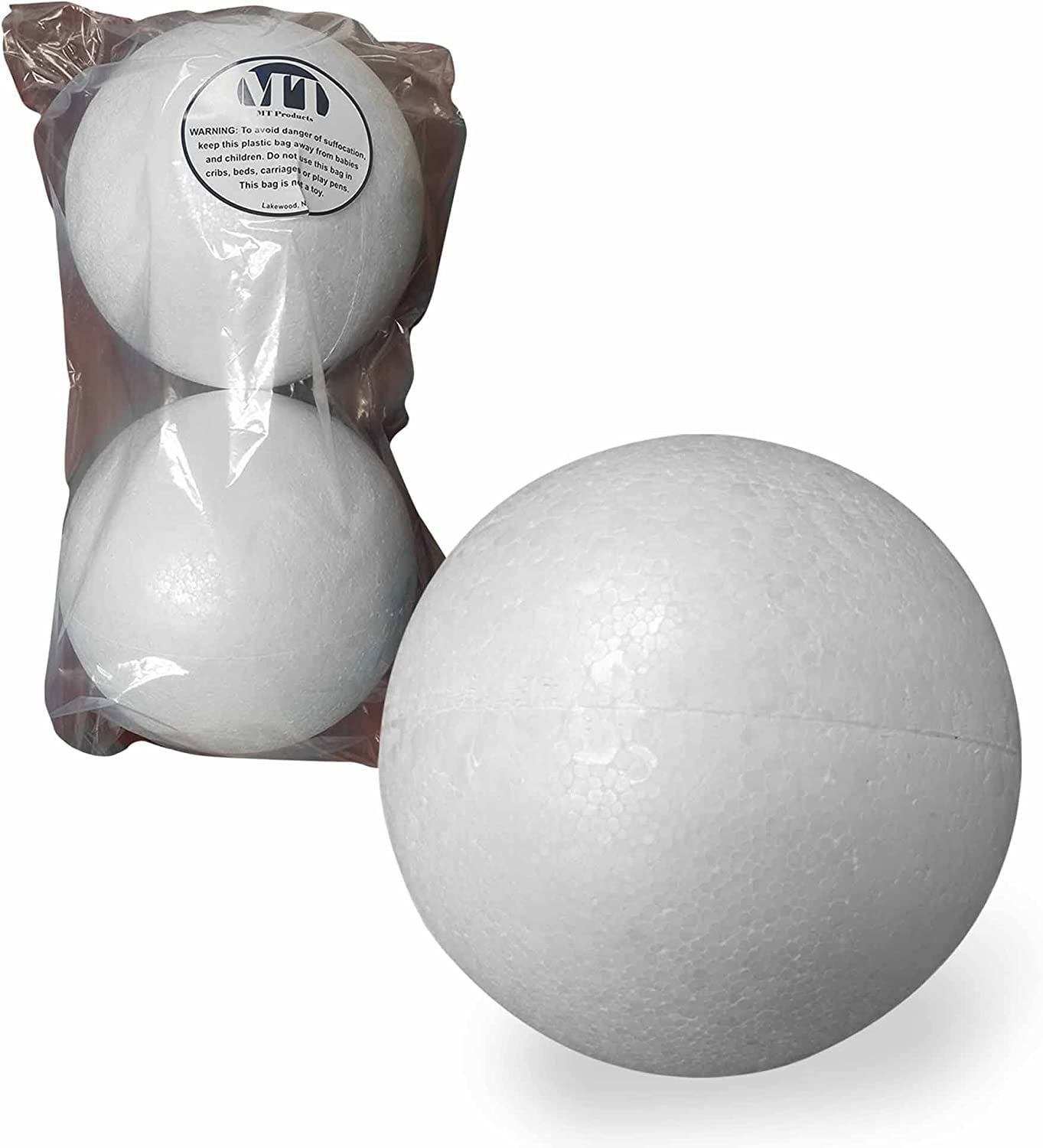 Smooth Foam 6-inch Ball for Crafts - Bulk 8 Pack - Plasteel Brand - Made in  The USA