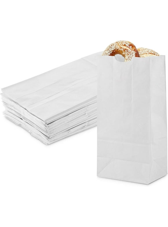 MT Products 8 lb Disposable White Grocery Bags/Paper Lunch Bags - Pack of 100